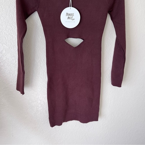 NEW Princess Polly SERENITY MINI DRESS BROWN size L - Picture 3 of 9